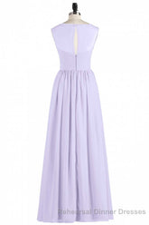 Lavender Chiffon Sweetheart Cutout Back A-Line Long Bridesmaid Dress